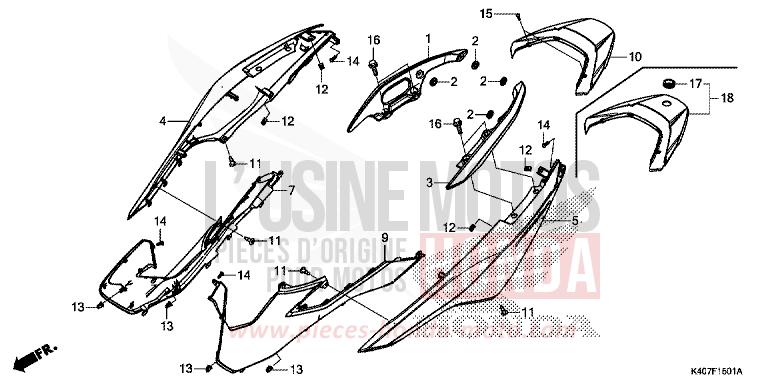 BODY COVER/REAR GRIP (NSS125ADK) for Forza 125 MAT CARNELIAN RED METALLIC (R384) from 2020